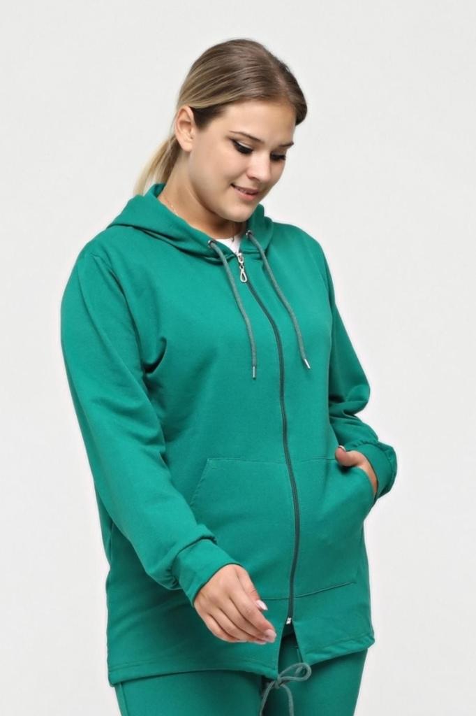 Damenstil Übergröße Sweatshirt Große Größe Kapuzen-Reißverschluss-Modell 2 Taschen Lang Grün Sport & Freizeit Sweatshirt Grün