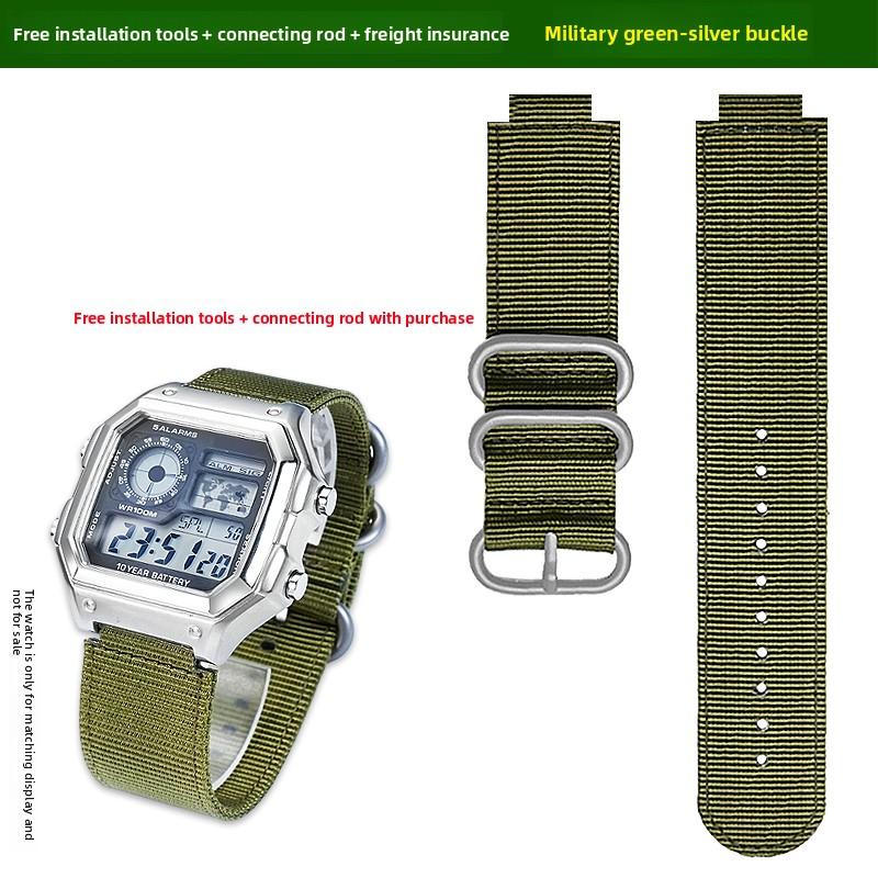 AE1200 Дышащий нейлоновый ремешок для часов 18 мм Для Casio G-Shock A158 A168 AE-1200 A159 SGW400 SGW-300 Ремешок для часов Металлическое кольцо Браслет 18mm Width