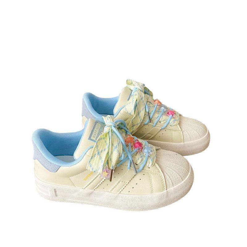 Dopamine Wear Board Shoes Children Cream Spring and Autumn Shell Head New Middle Heel Versatile Sports and Leisure Shoes