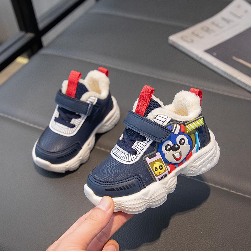 

Детская функциональная обувь 1-6 лет, детская, осень и зима, новые, для мальчиков, водонепроницаемая, кожаная, бархатная, хлопковая обувь, для малышей, мягкая подошва, для девочек 23 темно-синий