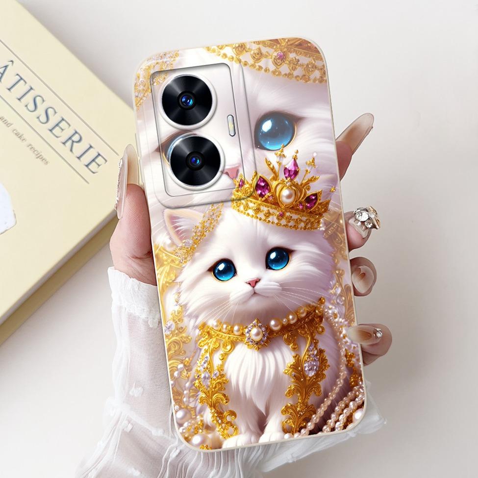 For Realme C55 Case RMX3710 Silicone Cute Cat Fashion Butterfly Flowers Love Painted Cover For Realme Narzo N55 Phone Case Funda