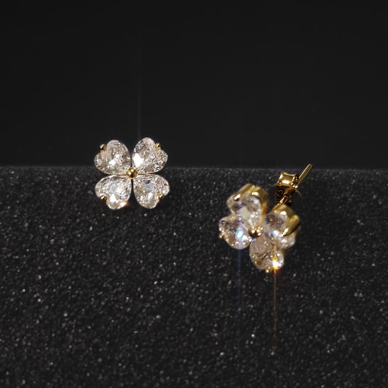 TORTOISE [Silver925] Cetin Mini Clover Earrings (#silver#gold)