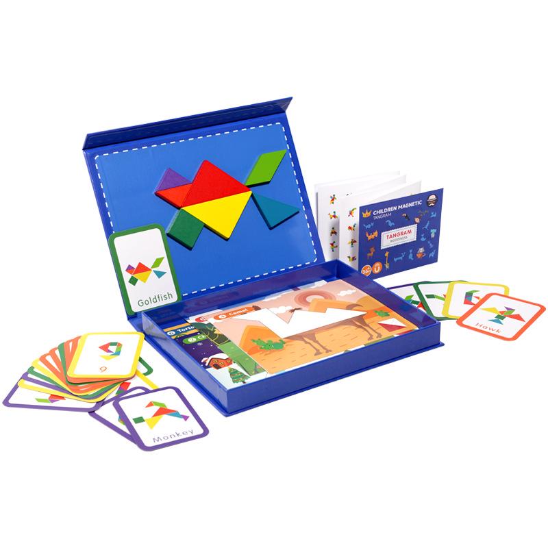Children's Wooden Magnetic Tangram Puzzle - Educational Toy for Early Intellectual Development