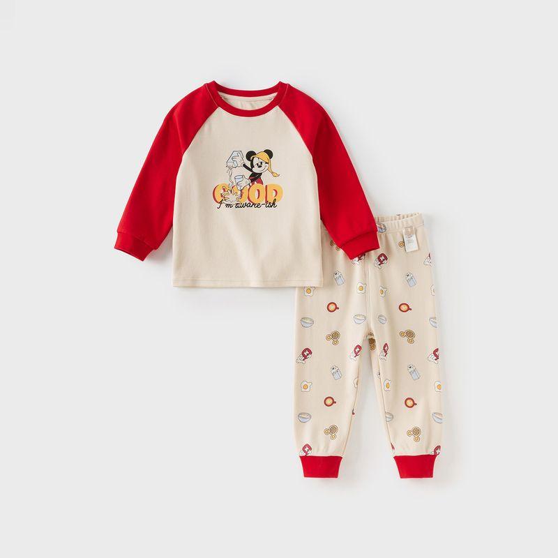 Disney Ip David Bella Girls  Underwear Set Class a New Style Pajamas Boys  Autumn Clothes and Pants Red New Year Red [Ready Stock] 73((Recommended Height 66-73cm))