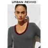 UR 2025 Autumn Women's Slim Fit Color-block Long-sleeve T-shirt