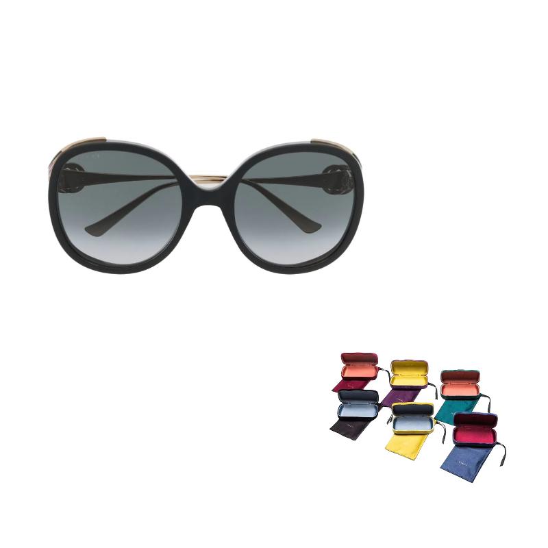 Gucci Bequeme Dünne Fassung Unregelmäßige Sonnenbrille Damen Sonnenbrille GG0226S007 Dust Bag+Eyeglass Case (Random Color),Gold,56