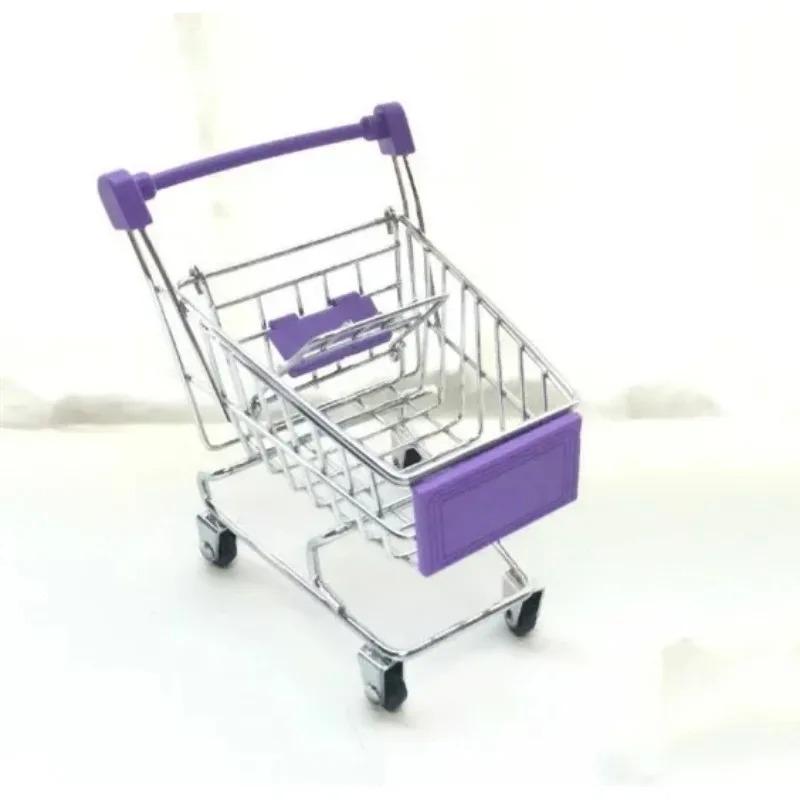 1:48 Mini Supermarket Shopping Cart Trolley Desktop Model Children's Toy Home Decoration Miniature