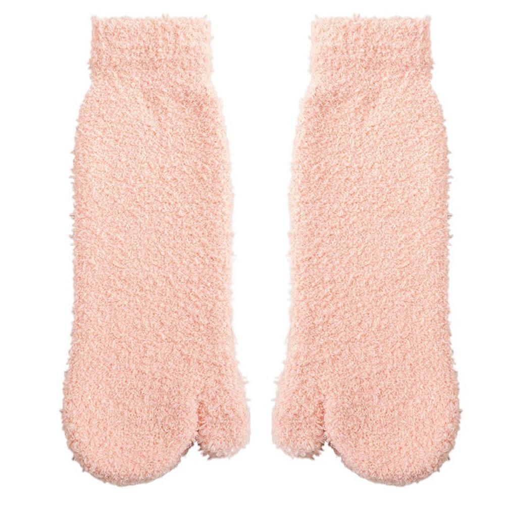 Thickened Warm Separate Toe Plush Socks Mid Tube Floor Socks Winter Two Toe Fleece Socks  Autumn