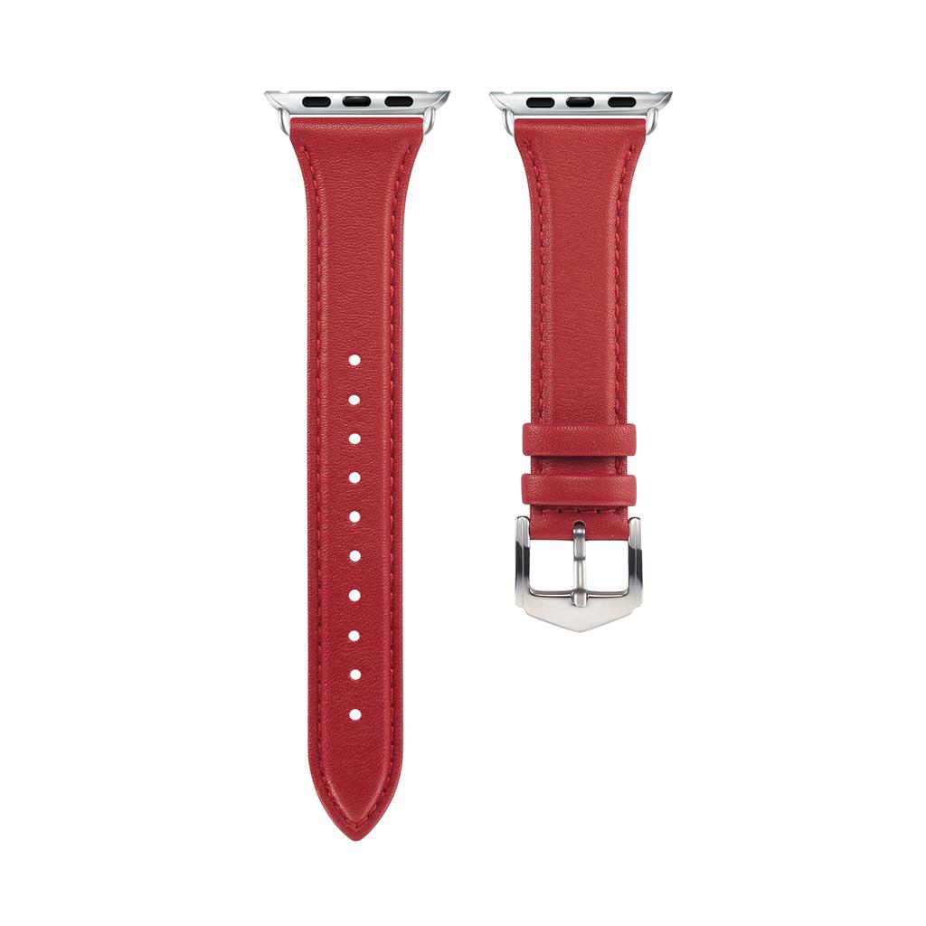 Schlankes dünnes echtes Lederarmband für Apple Watch Serie Kleine Dornschließe Universelles Uhrenarmband