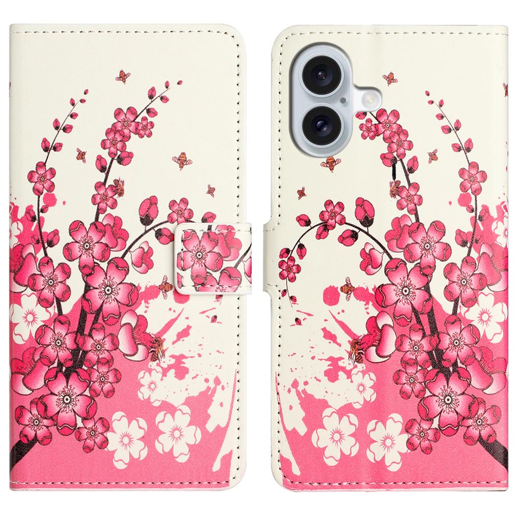 For iPhone 16 Plus Wallet Case Pattern Print PU Leather Flip Phone Cover