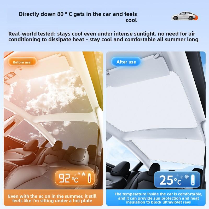 Naklejka Samochodowa Na Tesla Model 3 Model Y Osłona Przeciwsłoneczna Ulepszona Izolacja Ciepła Osłona Przeciwsłoneczna Dach Panoramiczny Osłona Dachu Kurtyna Lodowy Kryształ Hurtowa