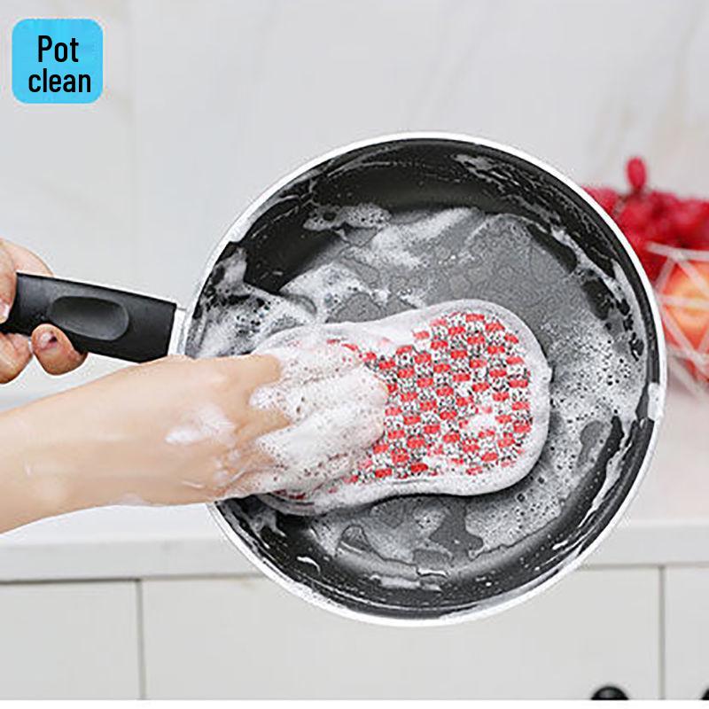 Double-Sided Non-Stick Kitchen Sponge & Scourer Brush