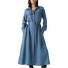 Levis Comfortable Versatile Pointed Collar Solid Color Long Sleeve Dress Women Dresses 004H3-0000