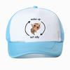 Funny Wake Up Act Silly Cat Print Graphic Baseball Cap Hip Hop Summer Mesh Breathable Trucker Hat Casual Fashion