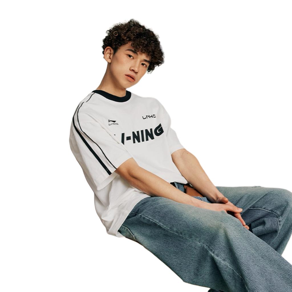 Li Ning Letter Loose Comfortable Casual Short Sleeve T-Shirt Unisex Tops White AHSU657-1(TEAM702-3.4.15)