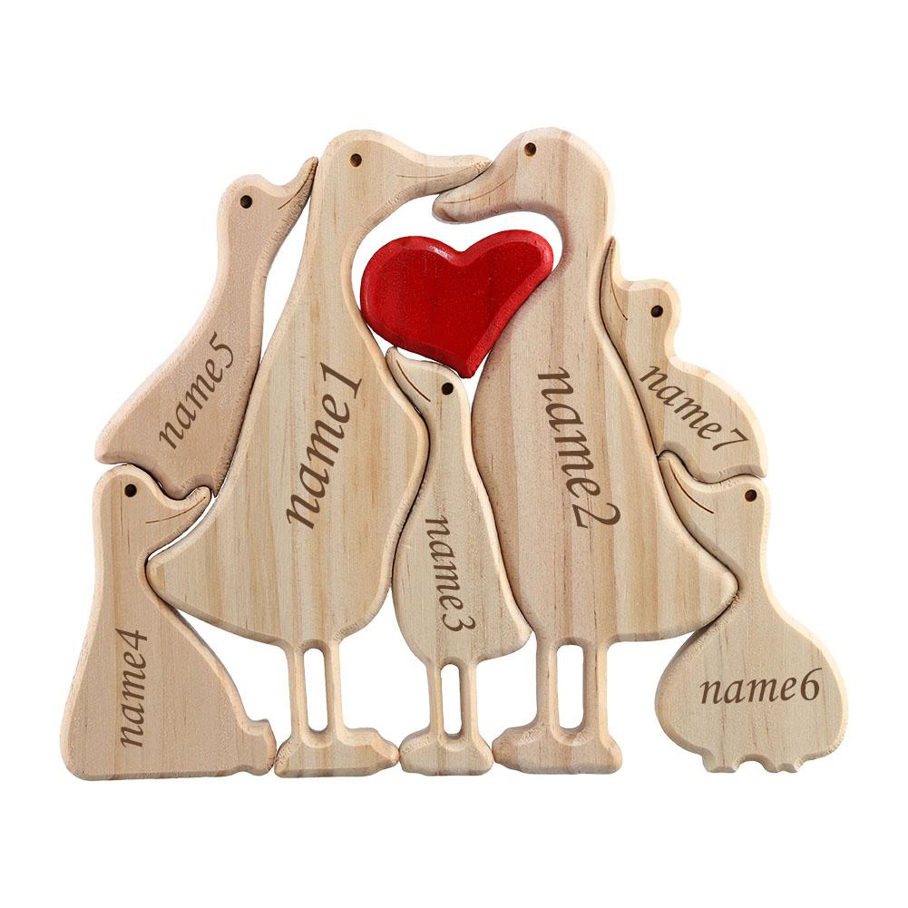 Personalized Duck Family Theme Wooden Art Puzzle 2024 Free Engraving Wooden Desktop Decorations Customized Gifts for Mom Da M5A5