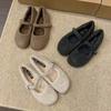 Fairy foreign style fluffy shoes female winter wear French evening temperament women velvet Mary Jane single shoes flat cotton shoes