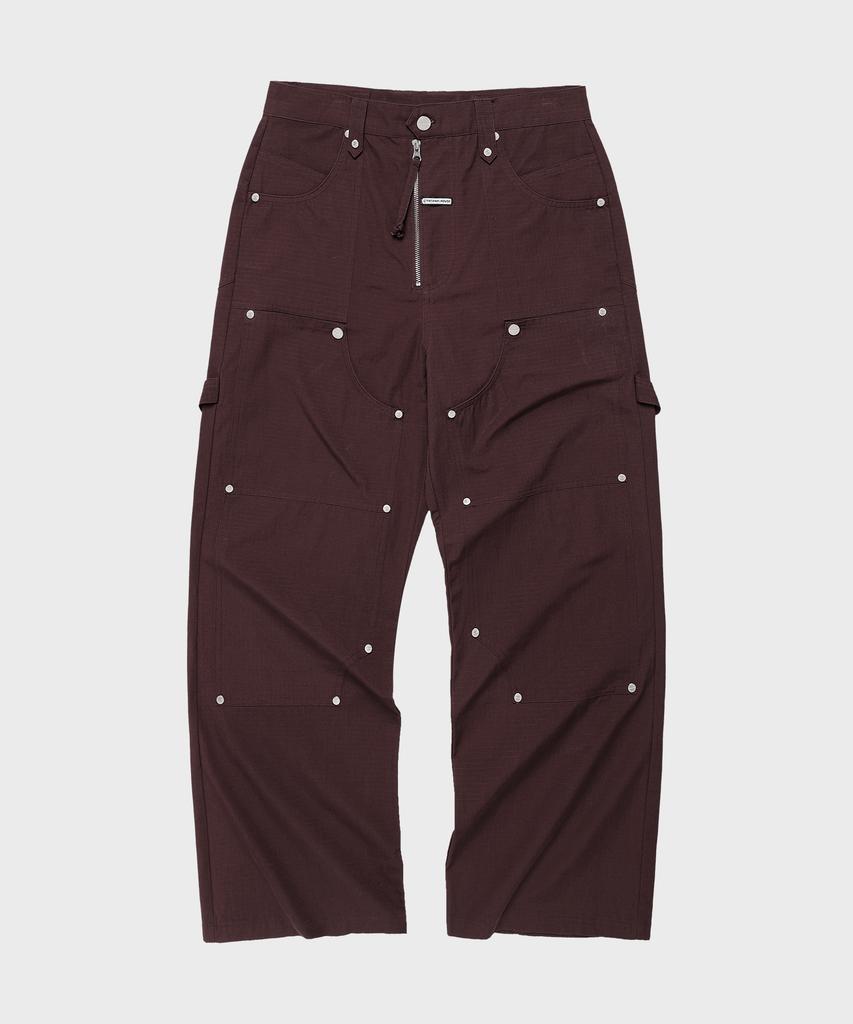 THEVINYLHOUSE Open Double Knee Pants Burgundy