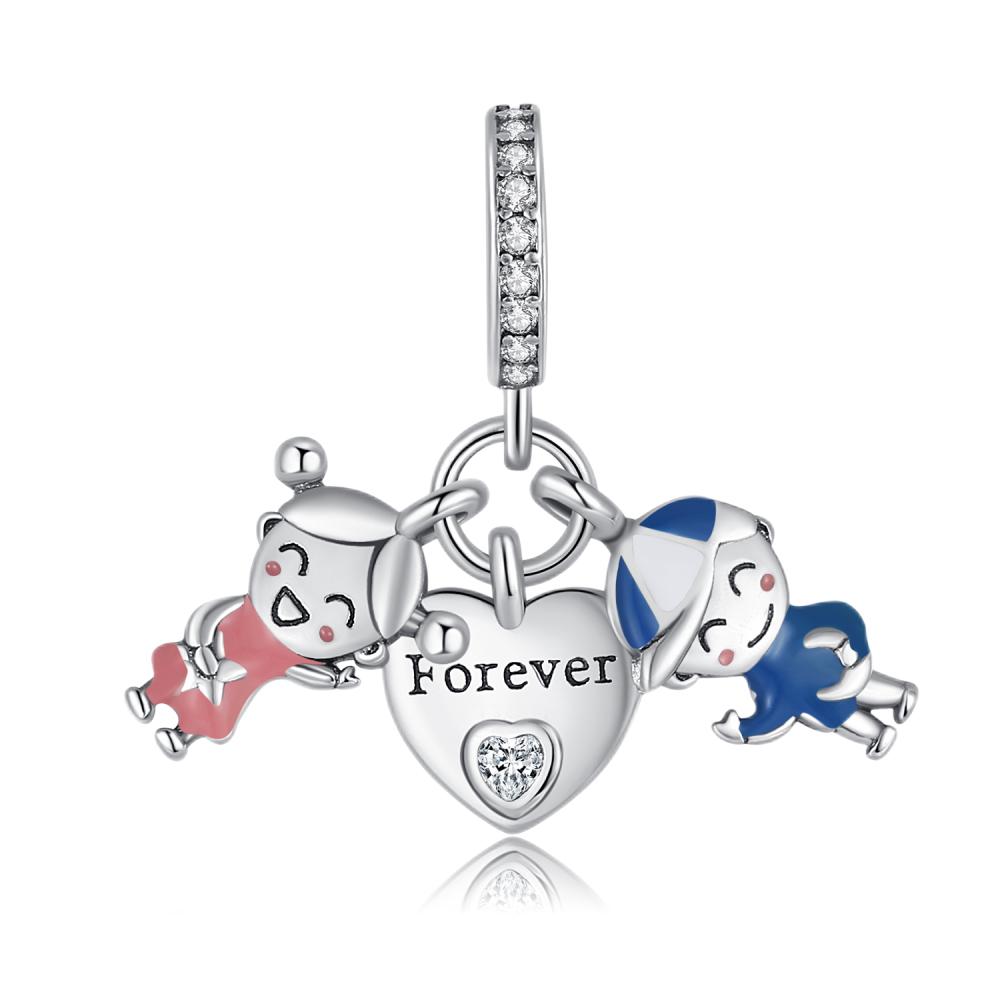 Exquisite Pendants Woman New Original Copper Pink Cherry Heart Star Footprint Charms Beads Fit Bracelet Jewelry Diy Gifts