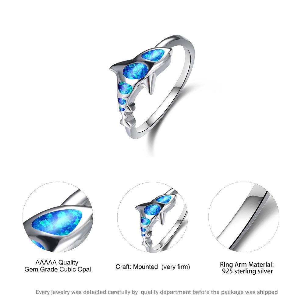 Light Luxury Style Treasure Blue Cross Ring Versatile Ring