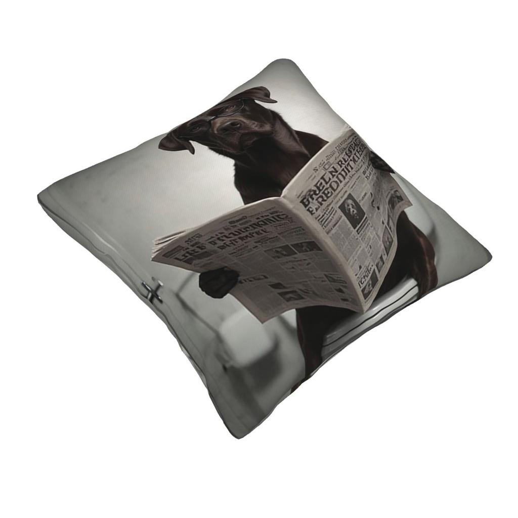 Chocolate Labrador Reading A Newspaper Square Pillowcase Pillow Cover Cushion Decor Comfort Throw Pillow for Home Car