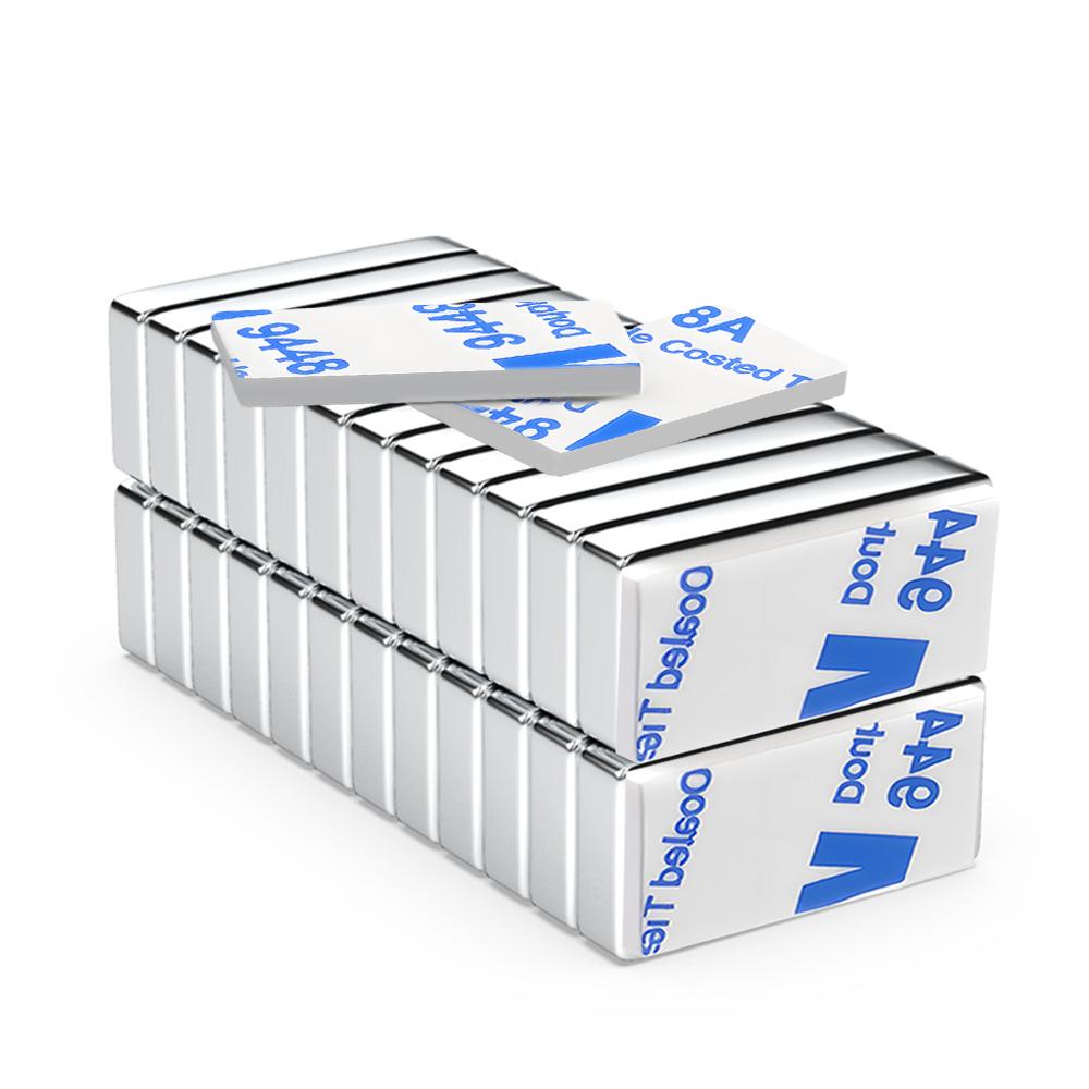 Aimant Néodyme Bloc Super Puissant 20x10x4-5mm Avec adhésif double-face Aimant N35 Aimants Magnétiques Permanents Forts