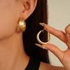 Fashion Gold Color Matte Brushed Hoop Earring for Women Girls Vintage Metal C-shape Circle Round Earrings Jewelry 2026 Trendy