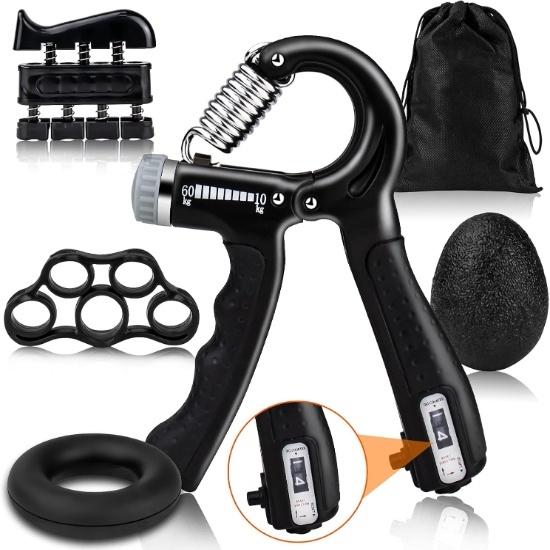 

KD Willmax Hand Grip Workout Kit (5 Pack). Includes Grip Adjustable Hand Gripper Finger Exerciser Grip Ring and Stress Relief Grip Ball for Athletes.
