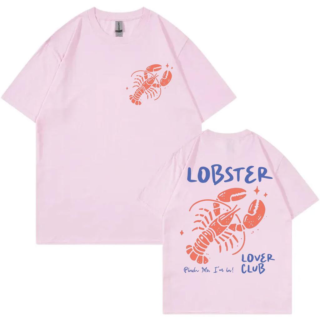 Lobster Lover Club Tshirt Funny Summer Beach Short Sleeve T Shirt Mens Womens Fashion Casual Oversized Tshirts Streetwear