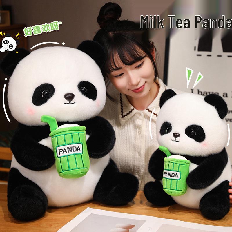 Cute Panda Milk Tea Plush Toy – Hugging Pillow & Souvenir
