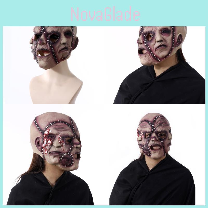 Halloween Party Latex Three-faced Ghost Mask Realistic Horror Facial Head Cover