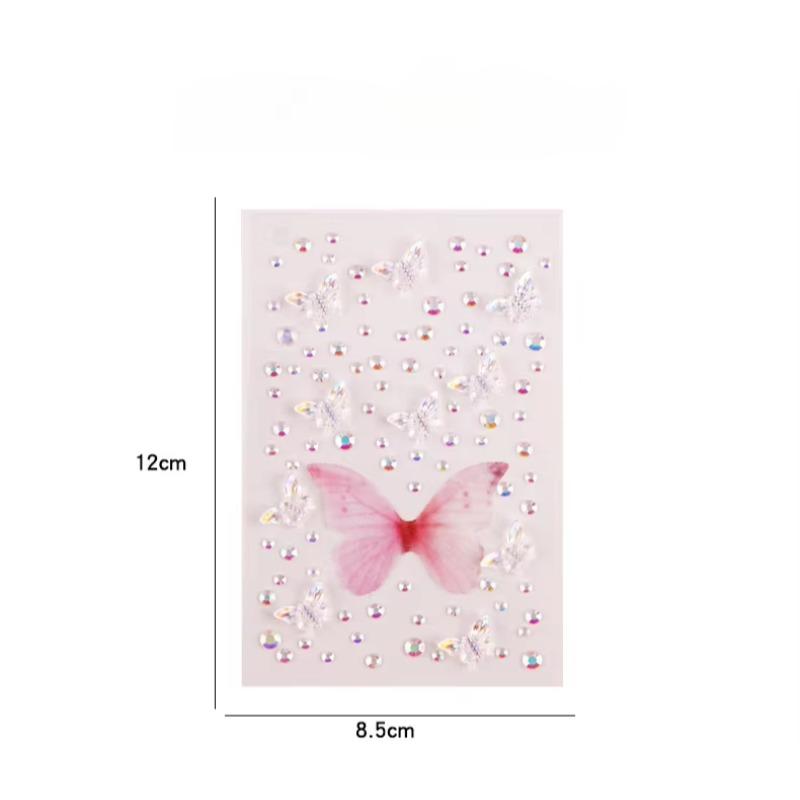 Butterfly Face Stickers Pearl Temporary Tattoo Stickers Lasting Waterproof Glitter Eyeshadow Body for Makeup Stickers