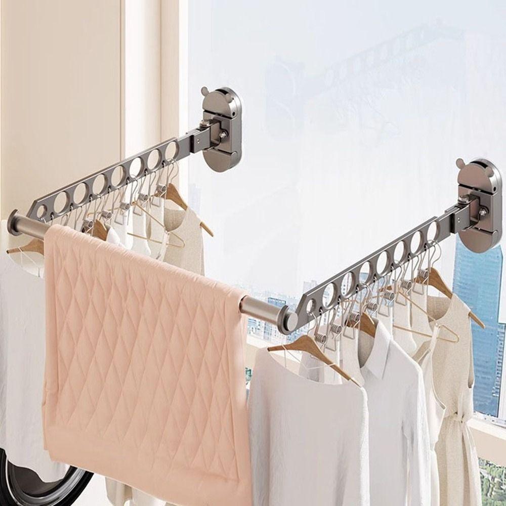 8 Holes Suction Cup Clothes Drying Rack Space Aluminum Multi-clip Hangers  Bathroom