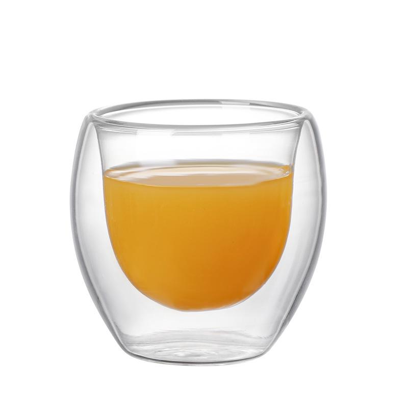 Hand-Blown Double-Walled Egg-Shaped Heat-Resistant Cup for Coffee, Juice, Milk, and Tea