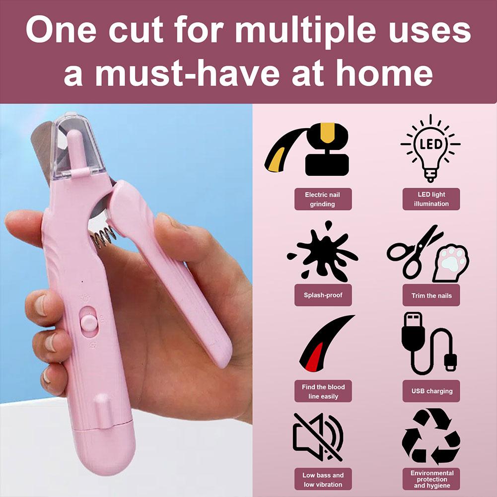 2 In 1 Electric Nail Clippers Stainless Steel Universal Nail Cutter Anti Splash Pet Claw Grooming Scissors for Cat/Dog