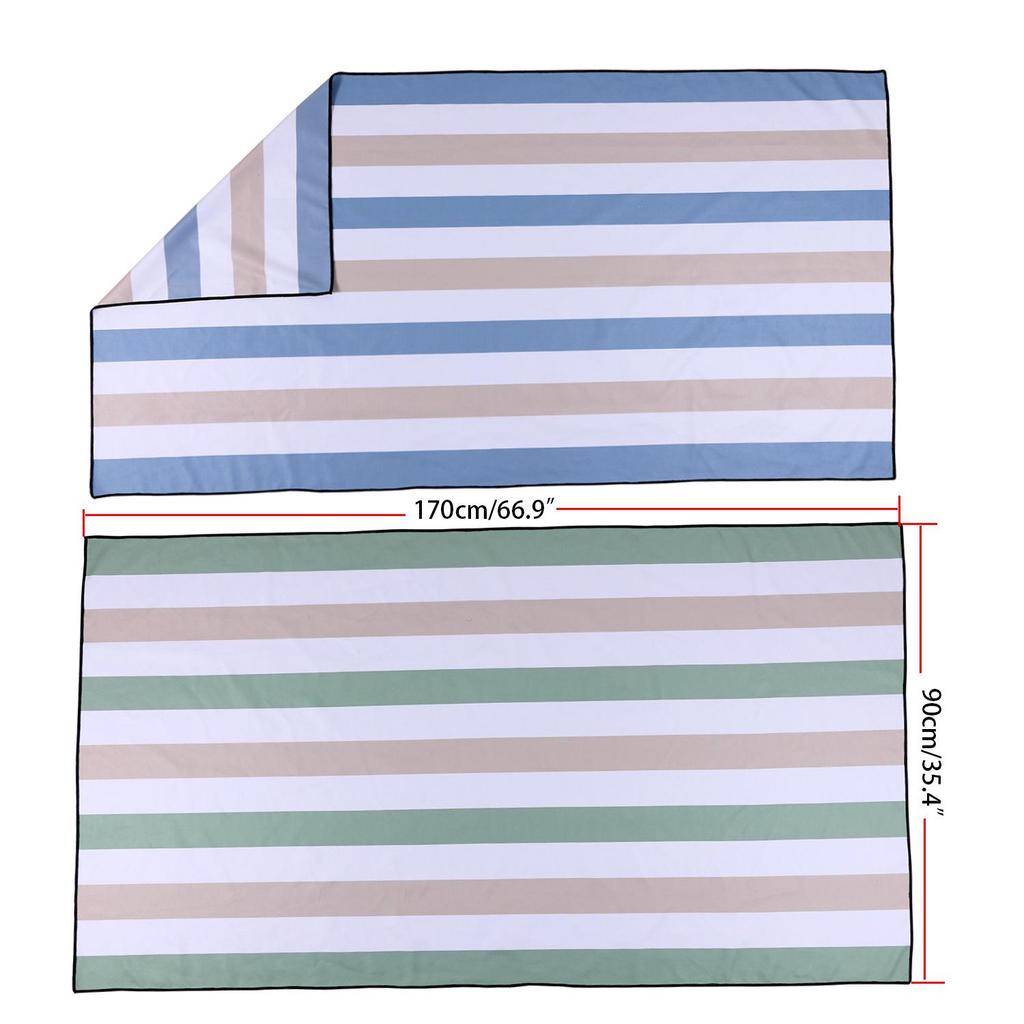Doppelseitiges Samt-Streifen-Strandtuch - Schnelltrocknend & Saugfähig zum Schwimmen und Sonnenbaden