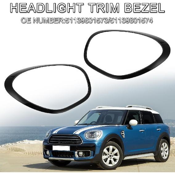 Headlight Trim Bezel for Mini Cooper Countryman 2011-2016 No.51139801573/51139801574 Front Left Right Headlamp Bezel Headlight Cover Decor Black 1