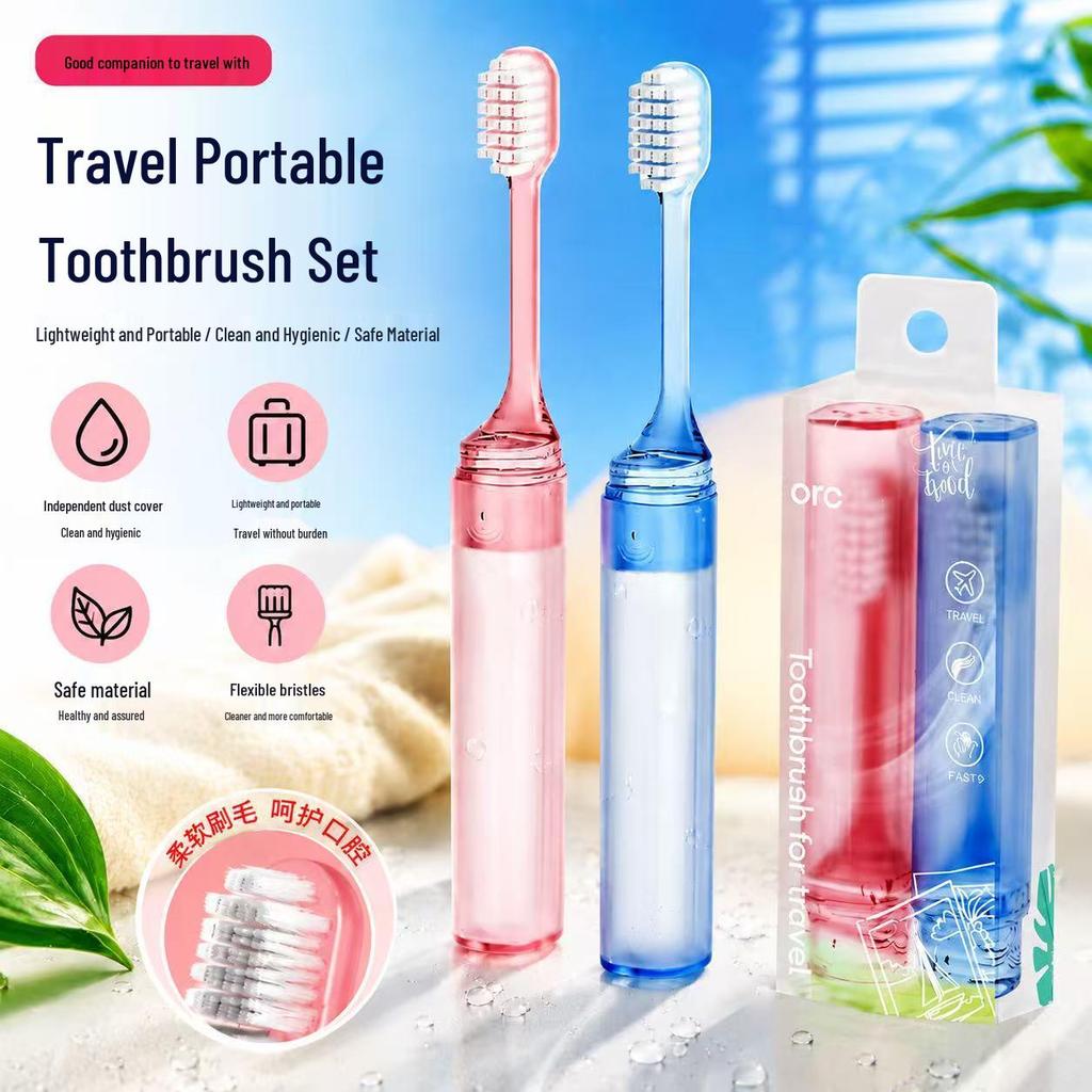 Portable Folding Toothbrush with Soft Bristles - Compact for Travel and Business Trips