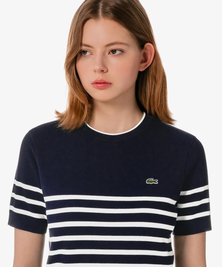 LACOSTE Women'S Striped Short Sleeve Sweater Af415E-56G 166