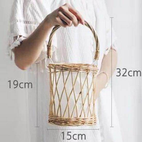 Large European-Style Bamboo Flower Basket for Arrangements - Handwoven Indoor Floral Storage Basket