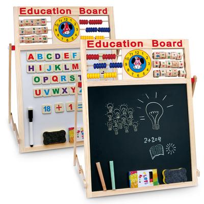 Lavagna magnetica da disegno Tavola da disegno per graffiti in legno Tavola da disegno per bambini Multifunzionale Supporto per l'apprendimento della matematica delle lettere Calcolo Giocattolo