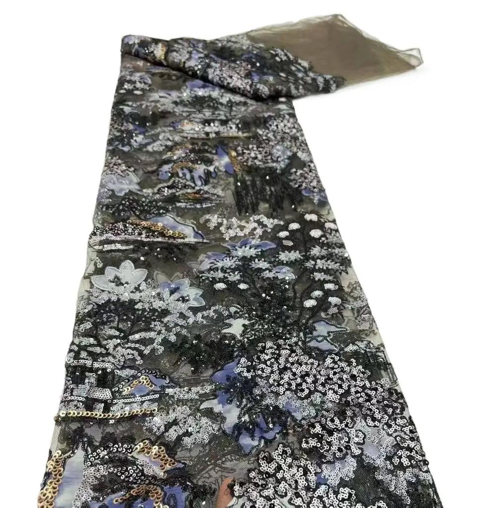 Factory Direct  Landscape Tree Embroidered Fabric Dress Lace Full Width Lace Fabric