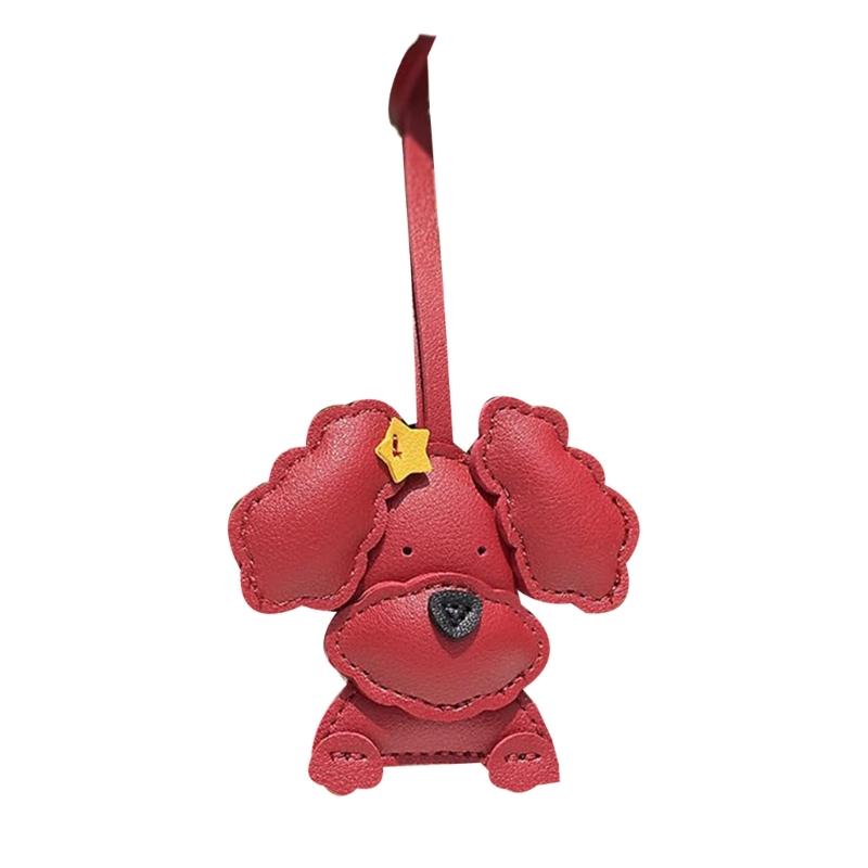 Adorable Curly Dog Keychain PU Leather Bag Charm With Secure Metal Hook For Purse Backpack Decoration Lightweight Design