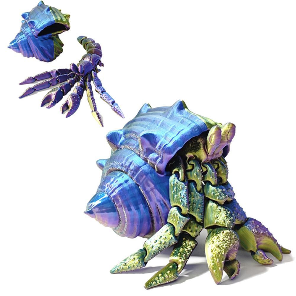 

3D Printed Hermit Crab Toy Cute Multi-Joint Animals Toy Sea Animal Hermit Crab Action Figure Toy for Kids and Collectors