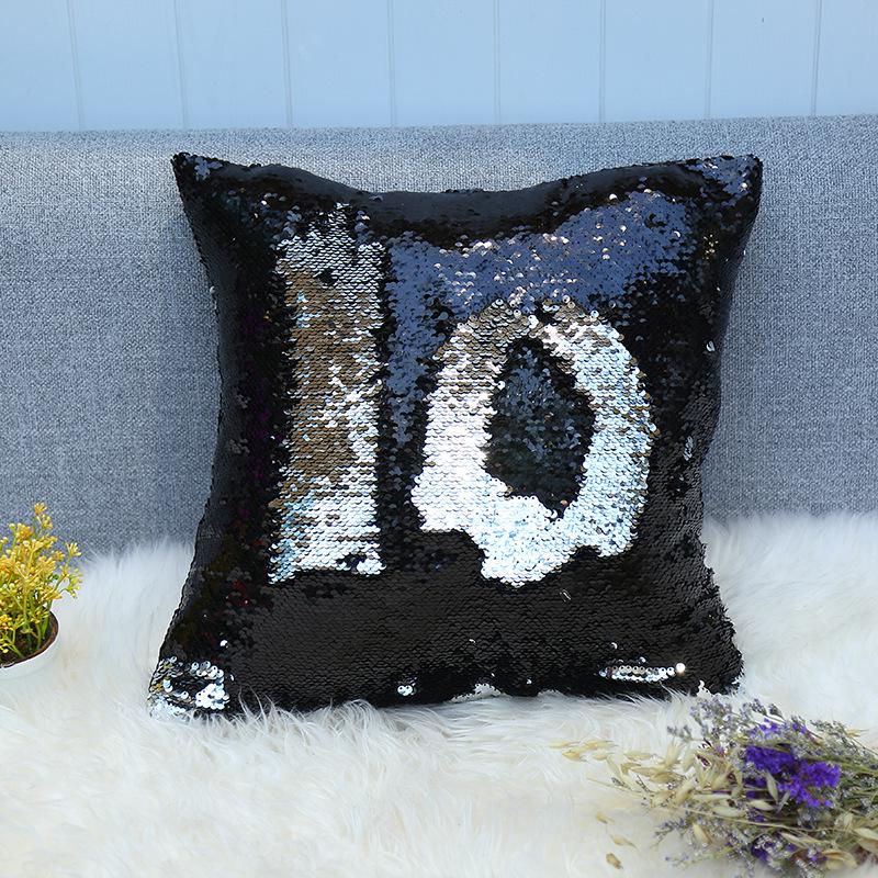 Sequined Pillowcase Contrasting Color Digital Series Cushion Cover Car Sofa Bedside Cushion Cover