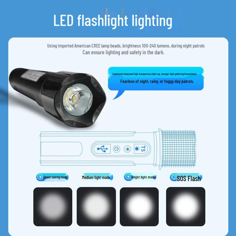 Security Guard Tour System Device with Flashlight CN plug (adapter included)