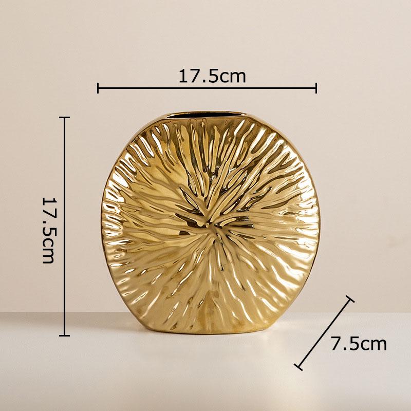 

Gold Plated Floral Pattern Relief Ceramic Vase Plant Pots Table Decoration Flowers Arrangement Flower Vase Room Aesthetic Decor