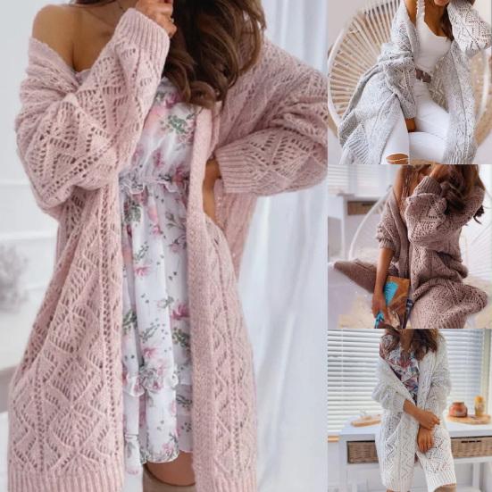 

Простой свитер Пальто Теплая середина длины Осень Зима Выдолбленный Трикотаж