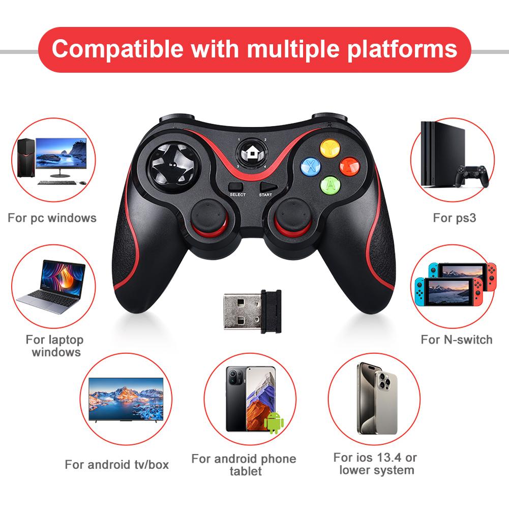 V8 2.4G Wireless Game Controller Controller Gamepad Dual Vibration Gaming Controller for Android/iOS/PC/PS3/Switch/Mobile Phone