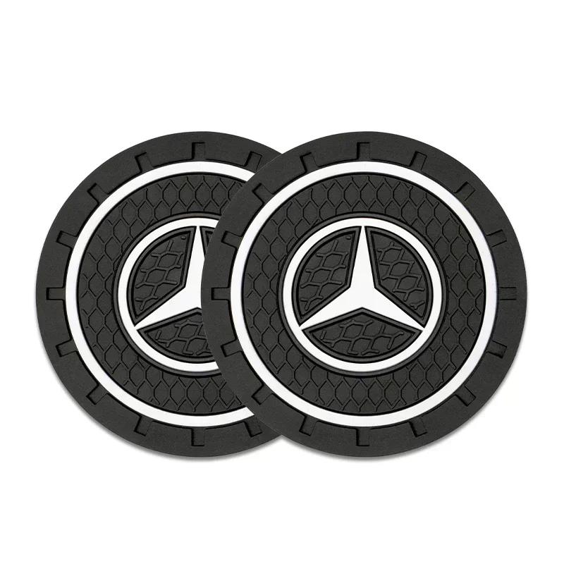 2pcs Silicone Car Coaster Water Cup Bottle Non Slip Pad Anti-Slip Mats For Mercedes Benz AMG C200 C260 C300 W108 W124 W126 W140